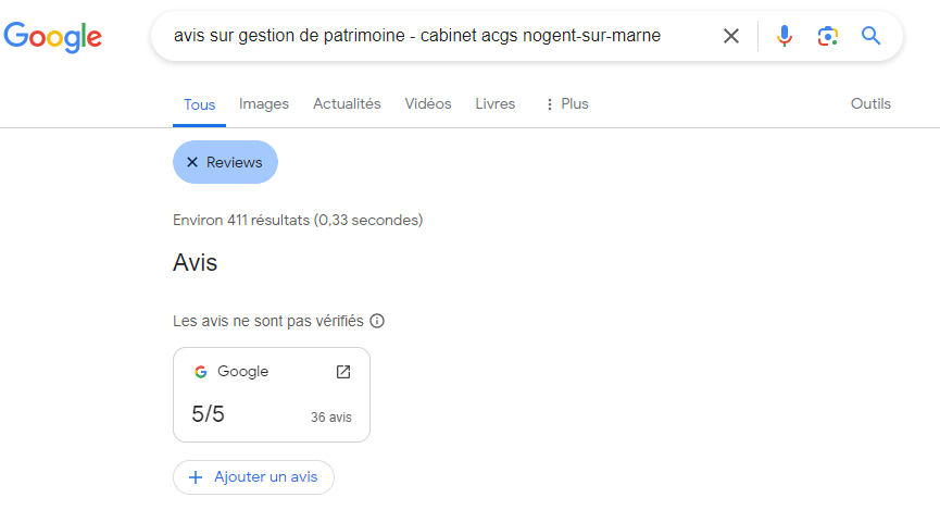 ACGS - nos avis Google